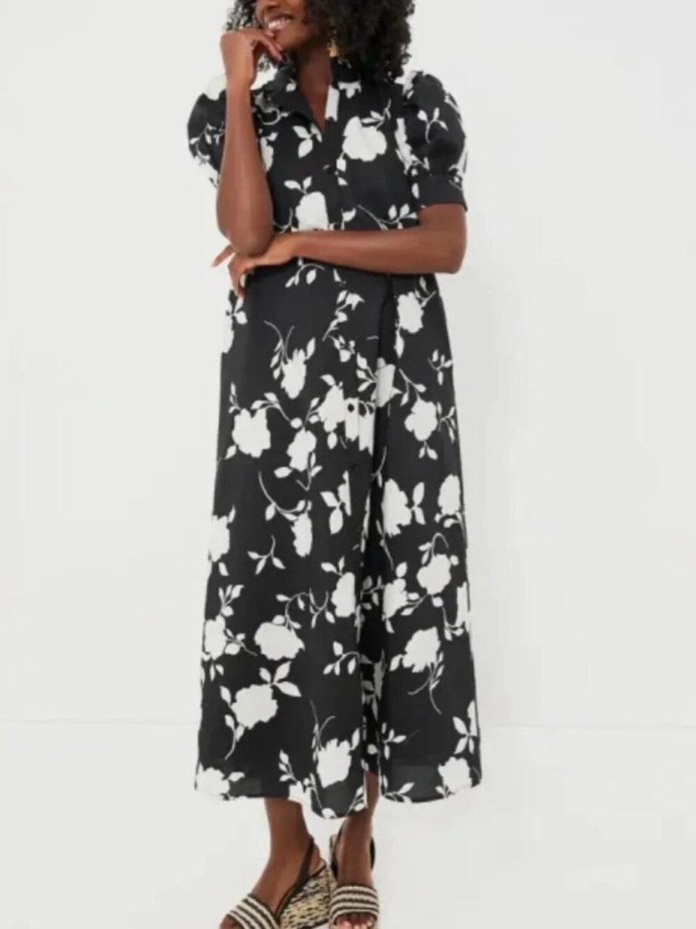 Tuckernuck Hyacinth House Louisa maxi dress black white floral cotton shirtdress